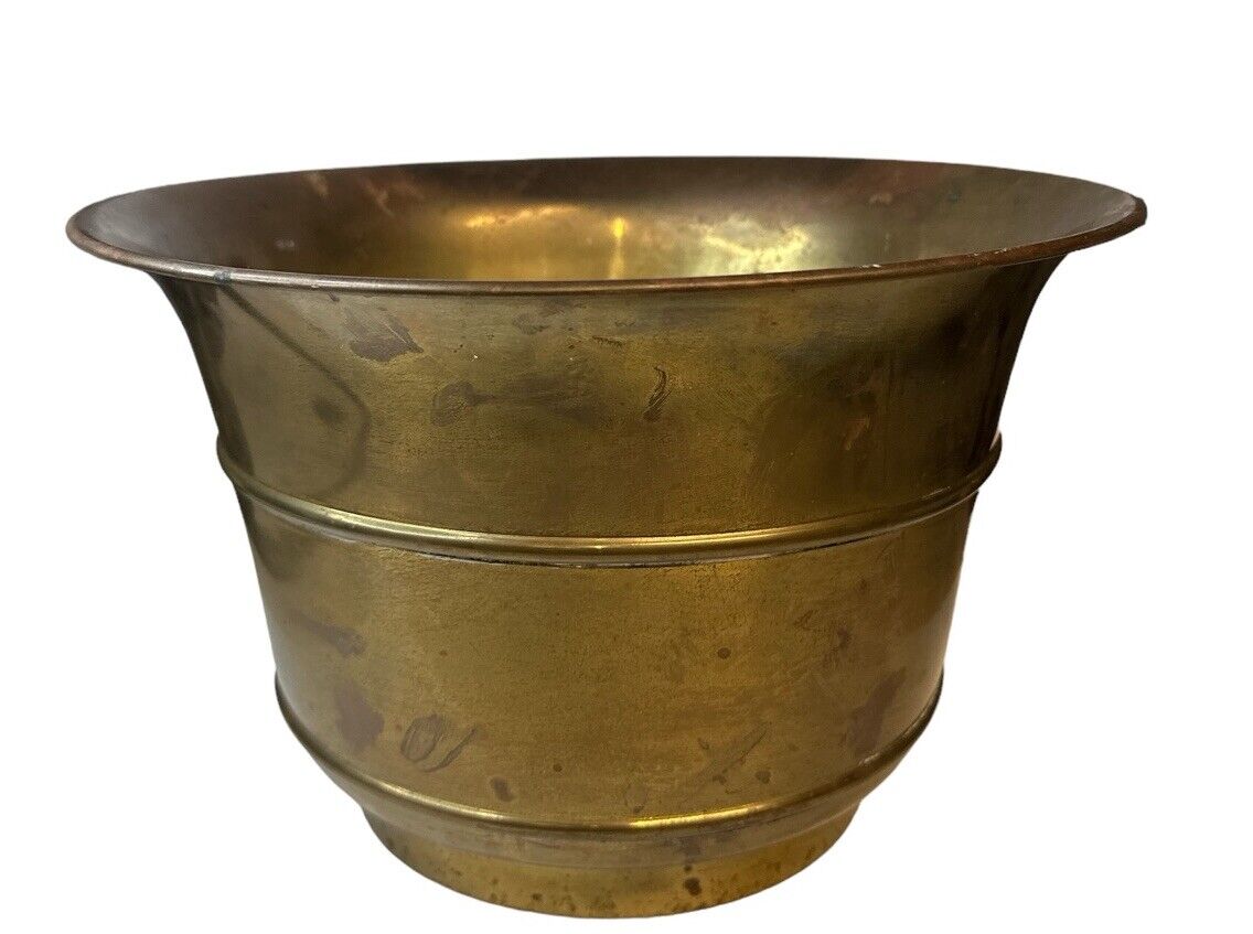 Vintage Solid Brass Cache Planter Pot Bowl Decor By Gatco Hong Kong 13” Dia