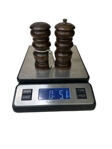 Vintage Pepper Mill & Salt Shaker Deluxe Set Dark Brown Wood 5” Wooden