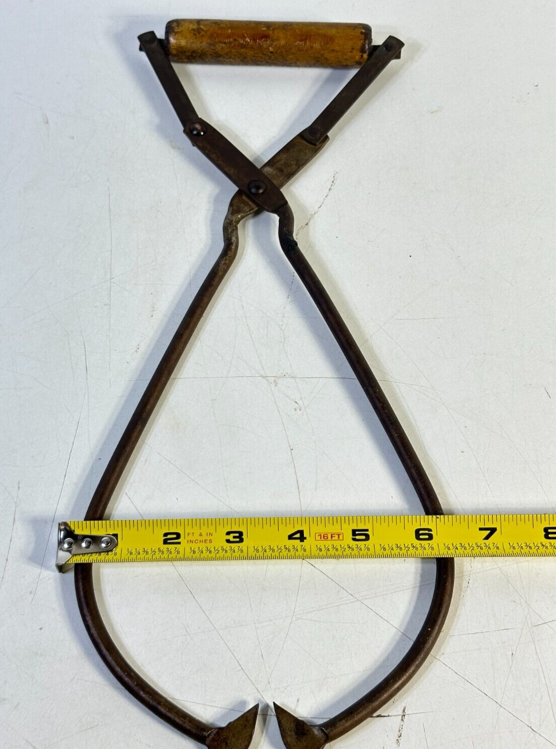 Antique 1800’s Advertising Hand Forged Iron Ice Tong