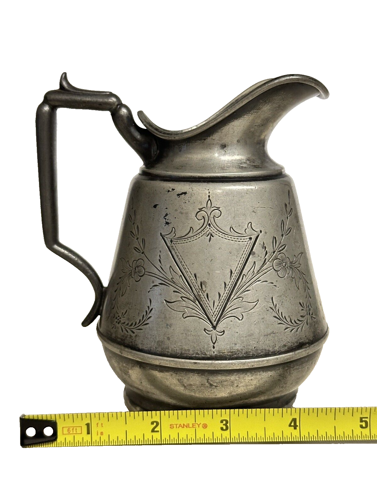 Antique Vtg Plated pewter Creamer Pitcher Meriden Ct. Manning, Bowman & Co. Rare