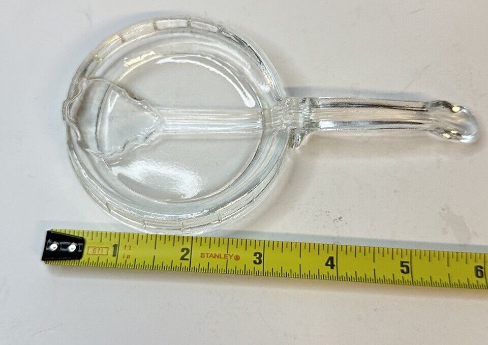 Vintage Crystal Thick Glass Banjo Ashtray 6” X 3” MCM Style