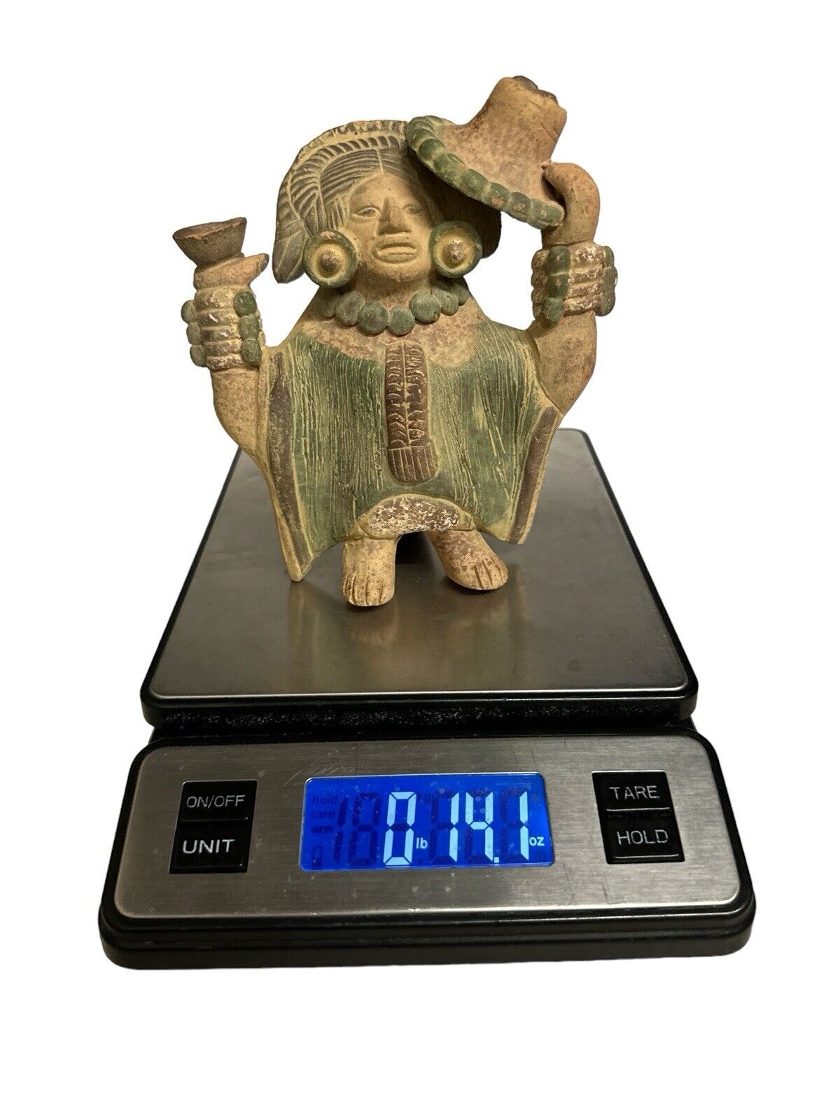 Primitive Style Hand Painted Peruvian Terracotta Clay Figure 6” X 5”