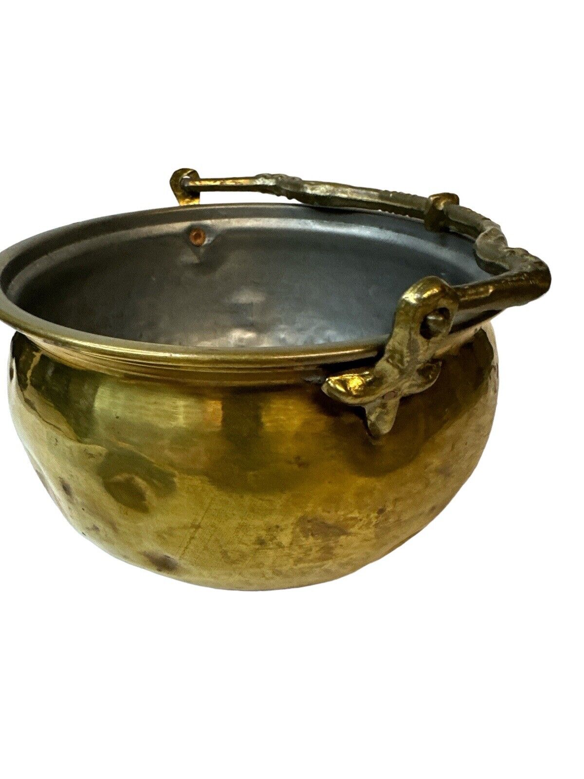 Vintage 1940’s Brass And Metal Incense pot Profumo Burner Ornate Handle 6” X 5”