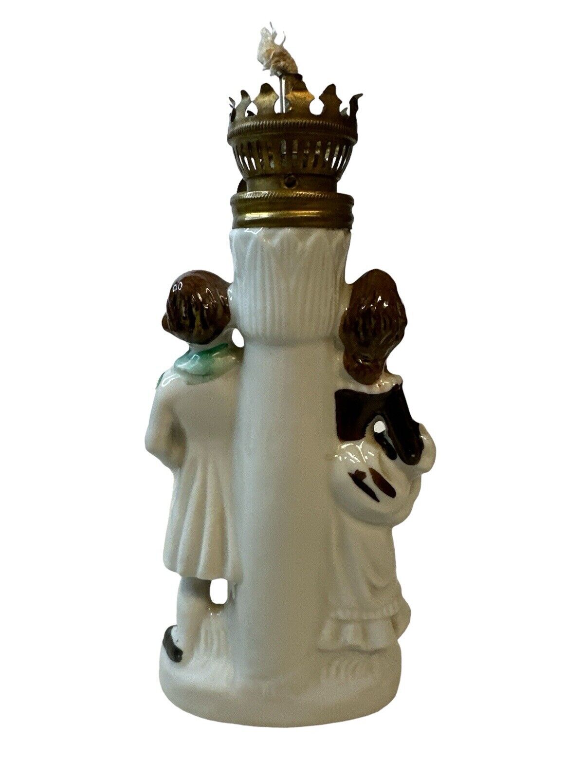 Vintage Oil Lamp Japan Nasco Del Coronado Porcelain Colonial Man Woman Victorian