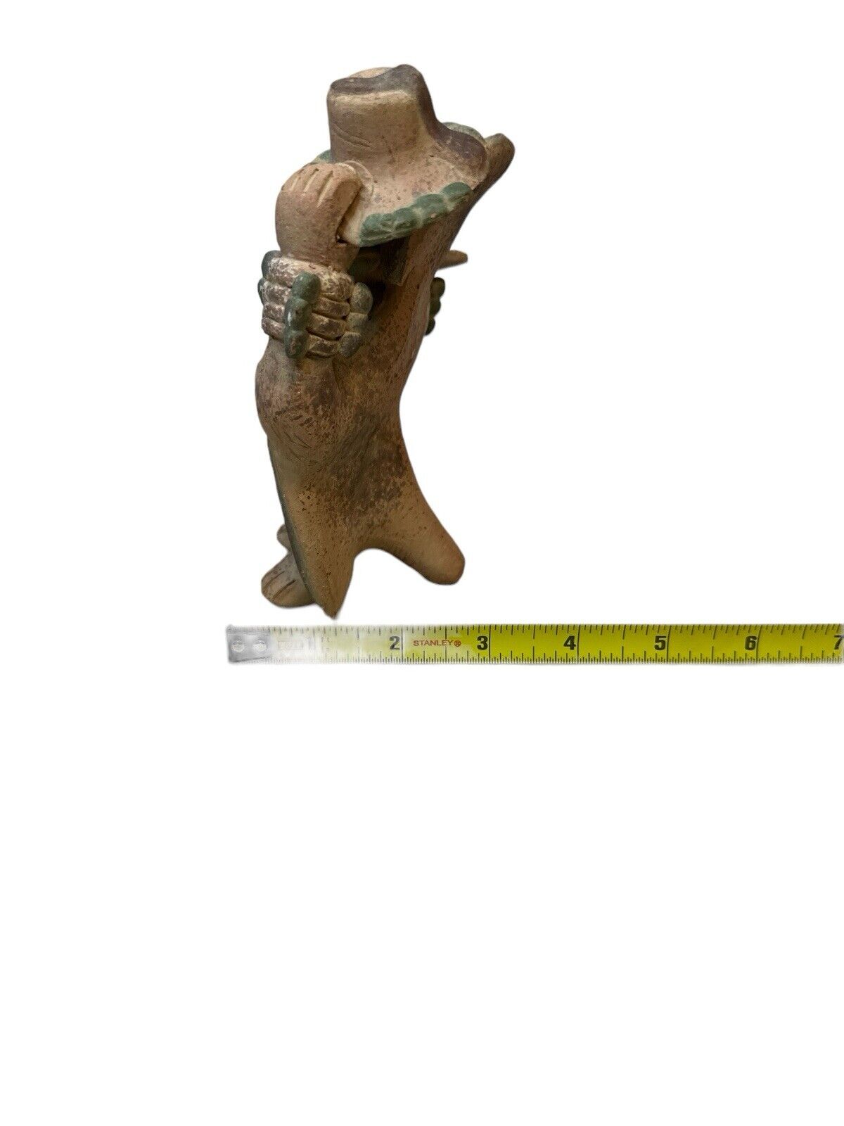 Primitive Style Hand Painted Peruvian Terracotta Clay Figure 6” X 5”