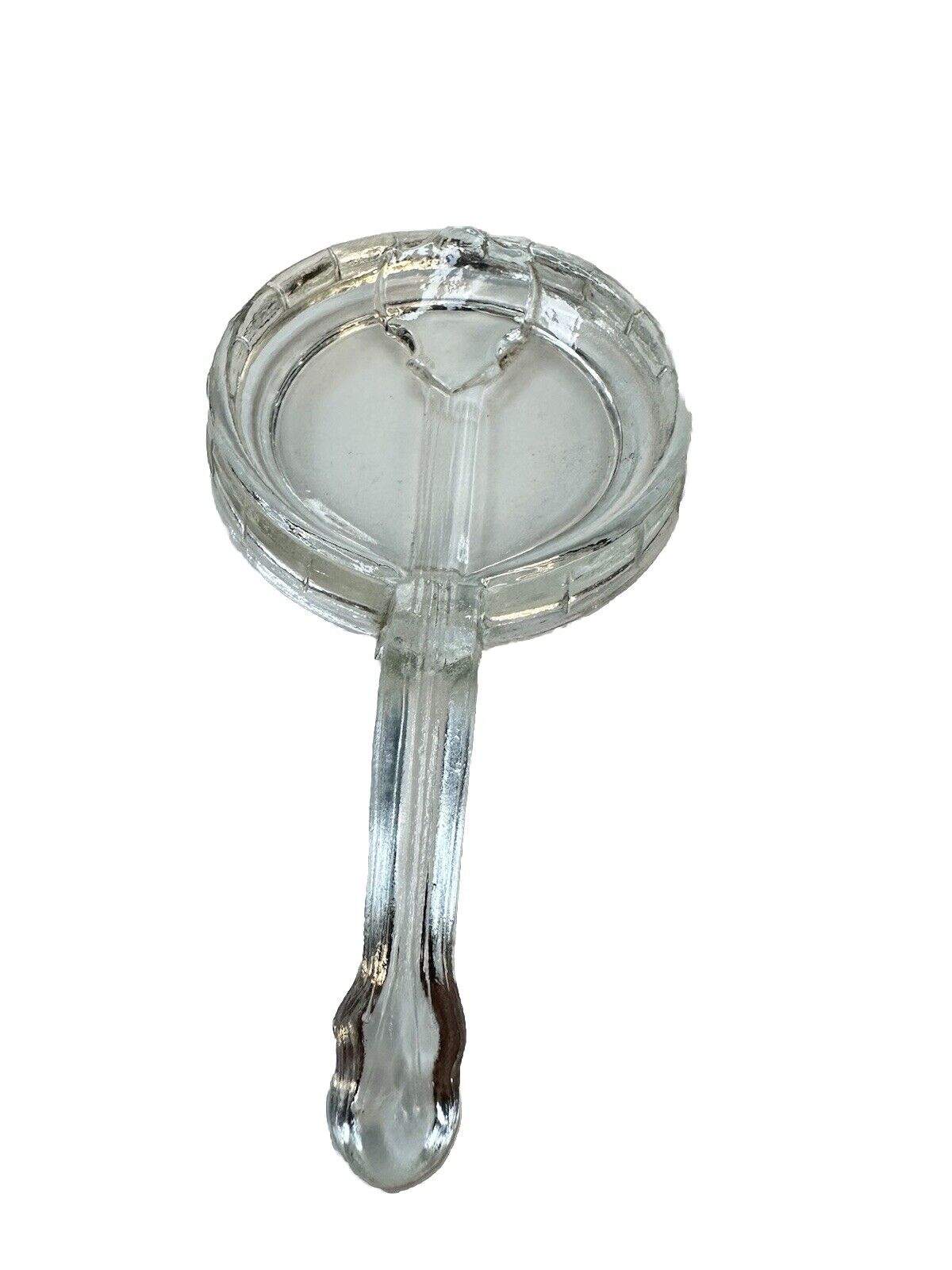 Vintage Crystal Thick Glass Banjo Ashtray 6” X 3” MCM Style
