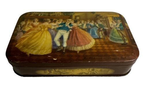 Vintage Advertsing Toffee Tin Box Thorne’s Leeds, England Victorian Ball Scene