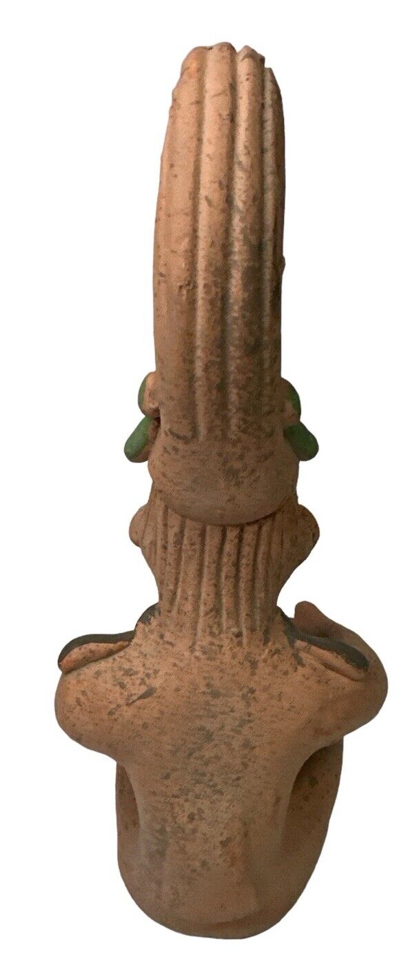 Primitive Style Handmade Peruvian Terracotta Sitting Clay Figure 9”