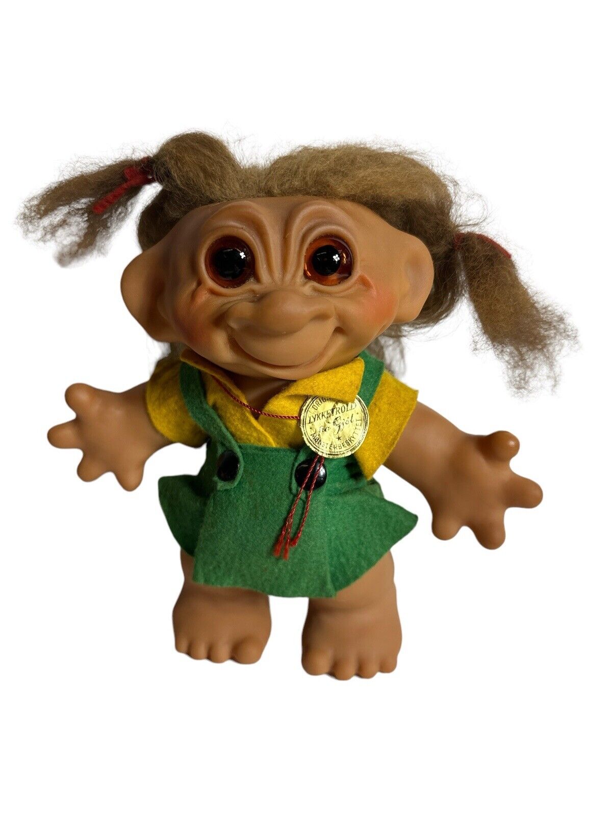 Vtg 1959-1961 Thomas Lykketrold made in Denmark Sawdust All Original 8” Troll