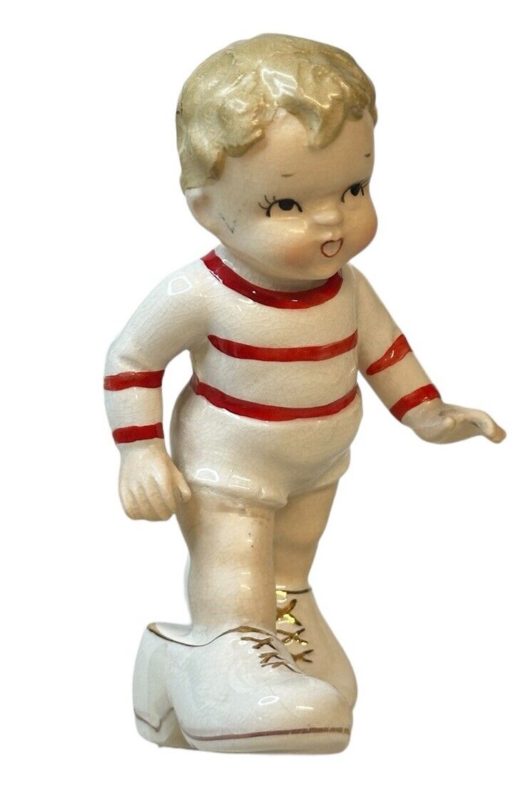 Vtg Boy with Large Shoes 1950’s Japan Lefton Or Nippon vintage figurine 5”