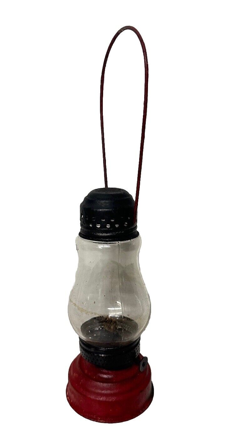 Antique 1910’s Small Skaters lamp Red With Original Globe Untested