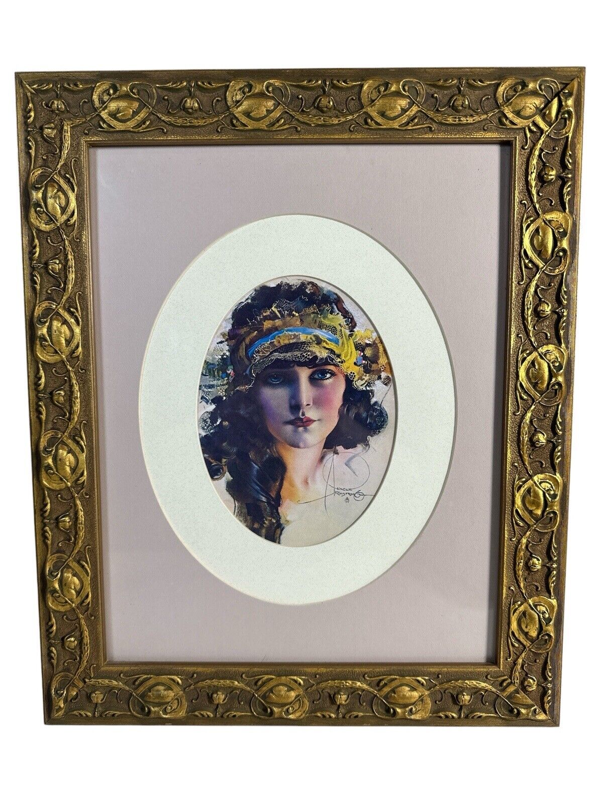 Vtg ROLF ARMOSTRONG Signed Art Deco Print Litho Model From 1930’s Framed 17”x14”