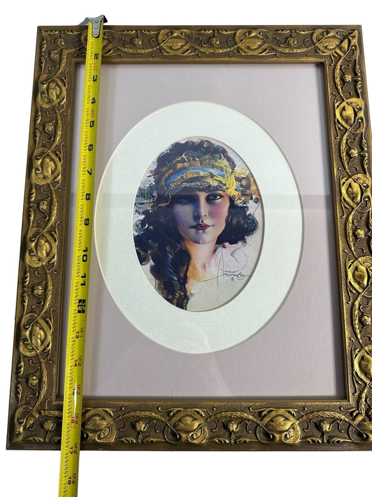 Vtg ROLF ARMOSTRONG Signed Art Deco Print Litho Model From 1930’s Framed 17”x14”