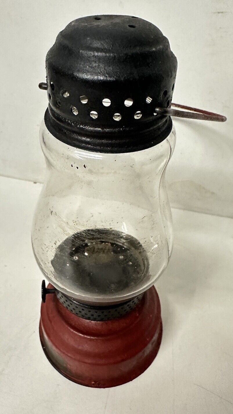 Antique 1910’s Small Skaters lamp Red With Original Globe Untested