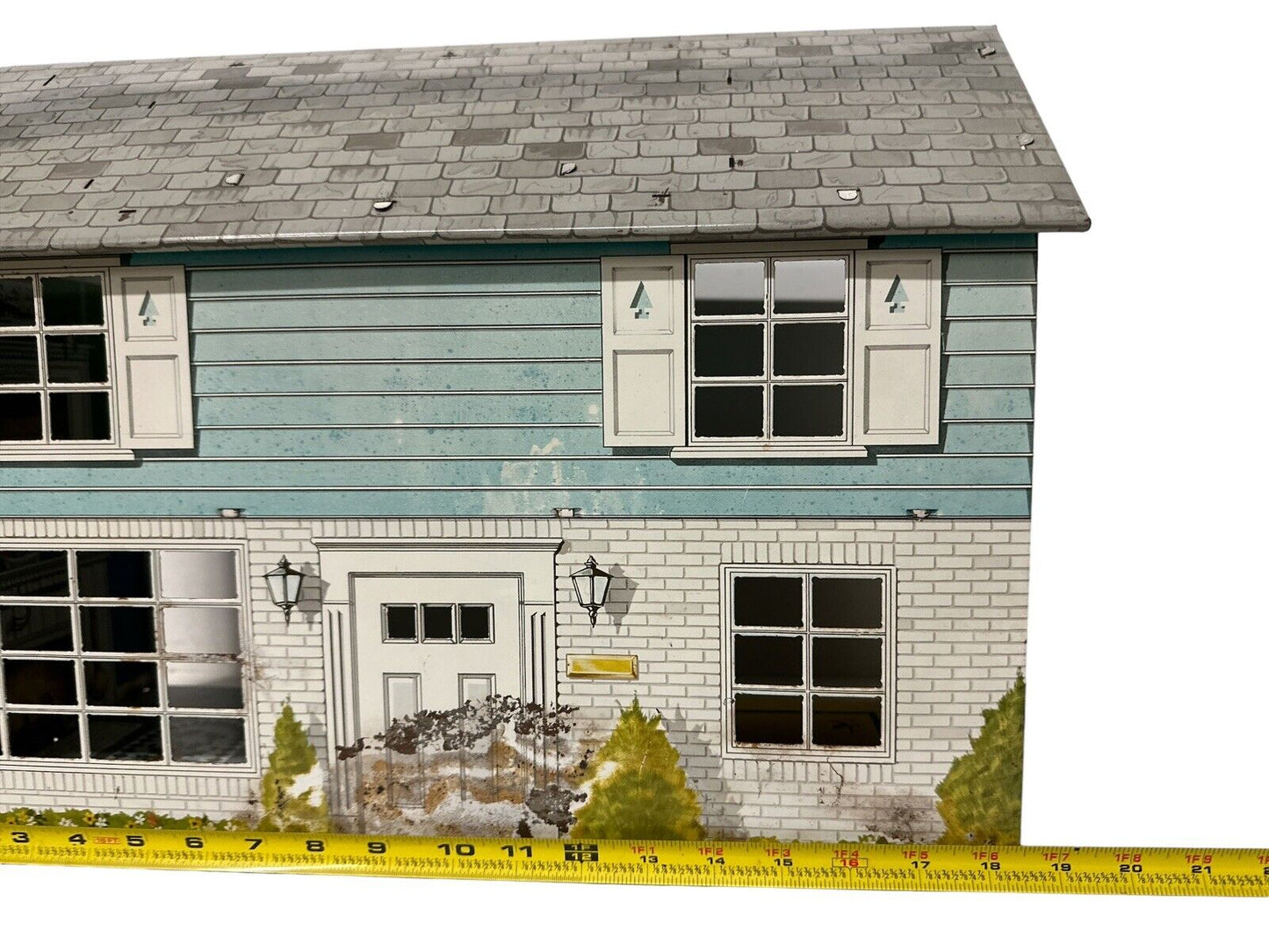 Vtg 1950 Marx Dollhouse Tin Metal Litho Colonial Doll House 18” X 14” X 8”