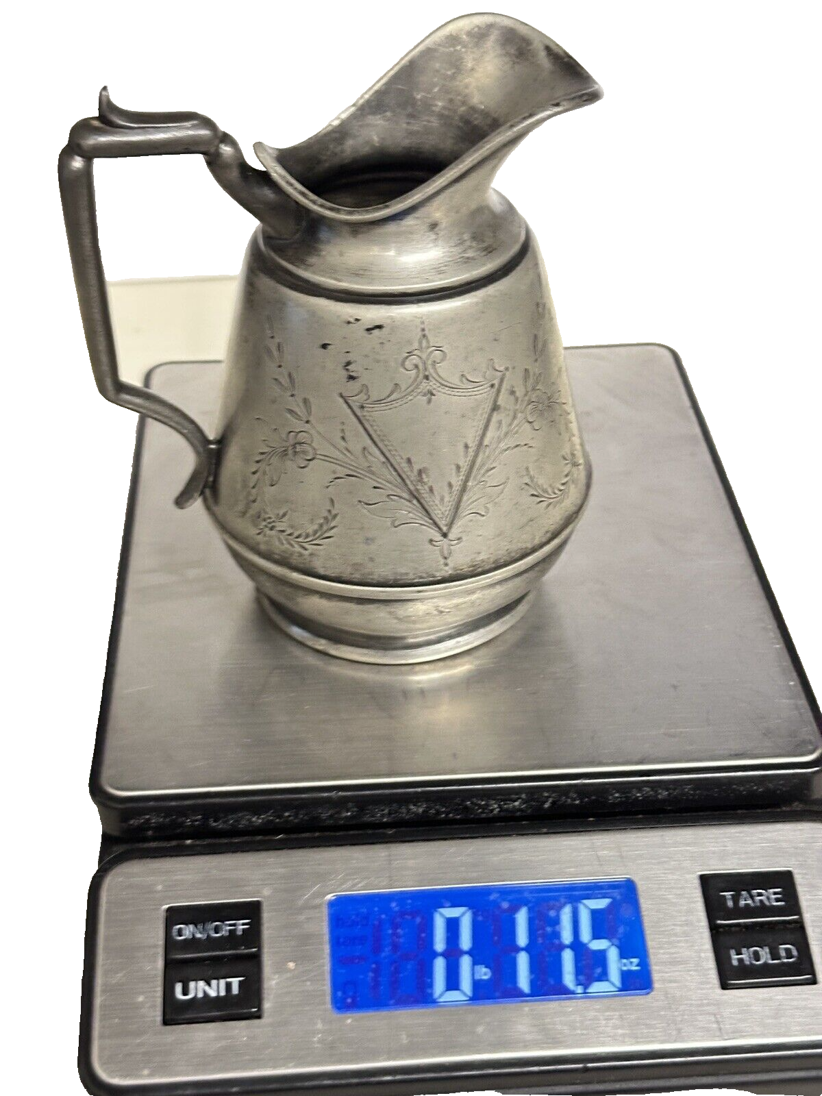 Antique Vtg Plated pewter Creamer Pitcher Meriden Ct. Manning, Bowman & Co. Rare