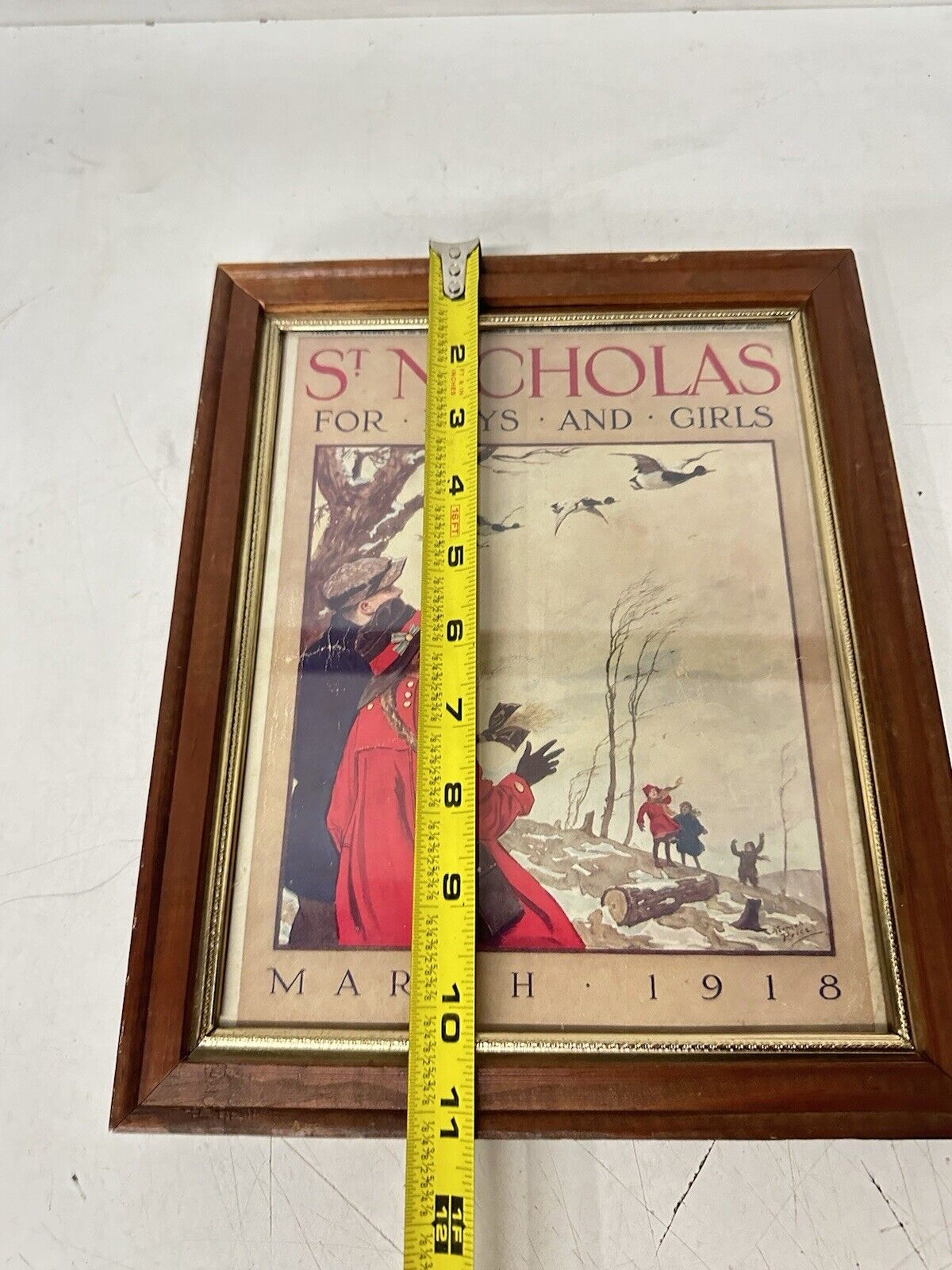 Antique March Original 1918 ST. Nicholas Magazine Cover Framed Norman Price Art