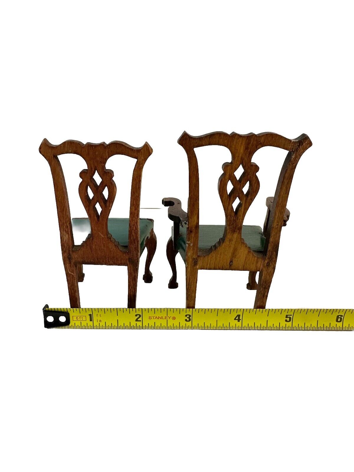 2 Vintage TYNIETOY Chippendale Arm Chair 1:12 Dollhouse Miniature 1930’s