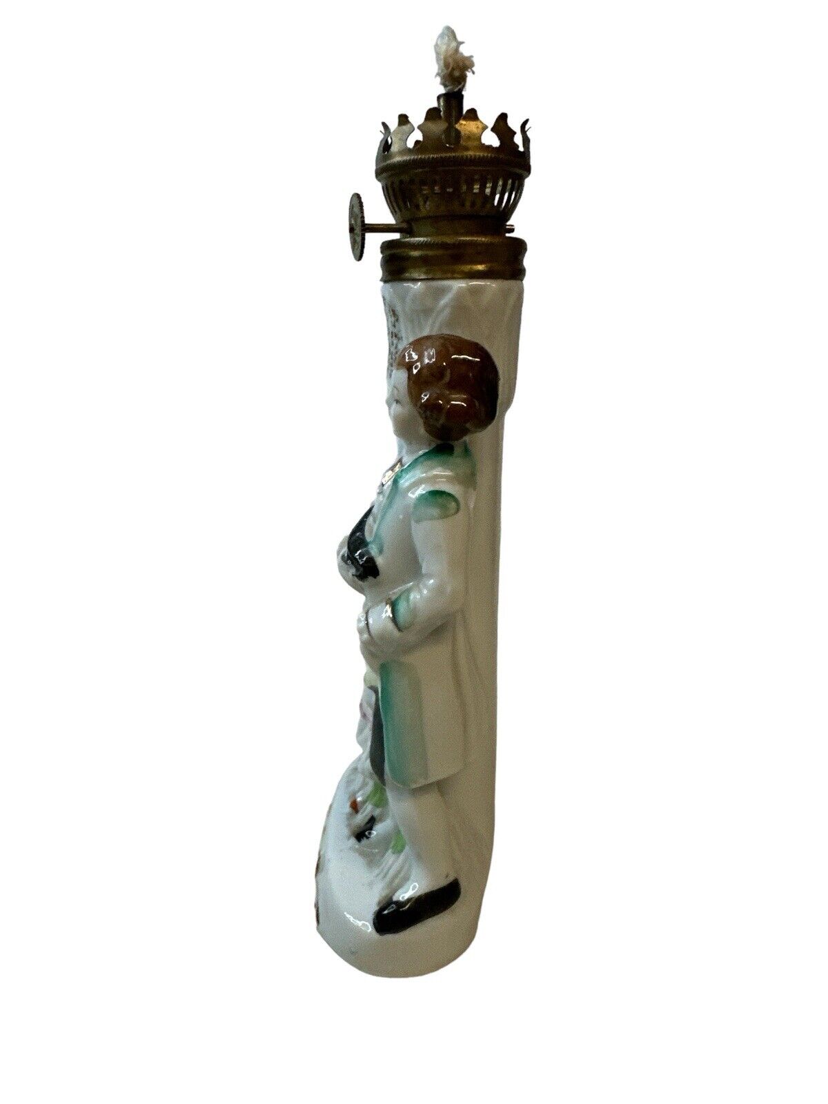 Vintage Oil Lamp Japan Nasco Del Coronado Porcelain Colonial Man Woman Victorian