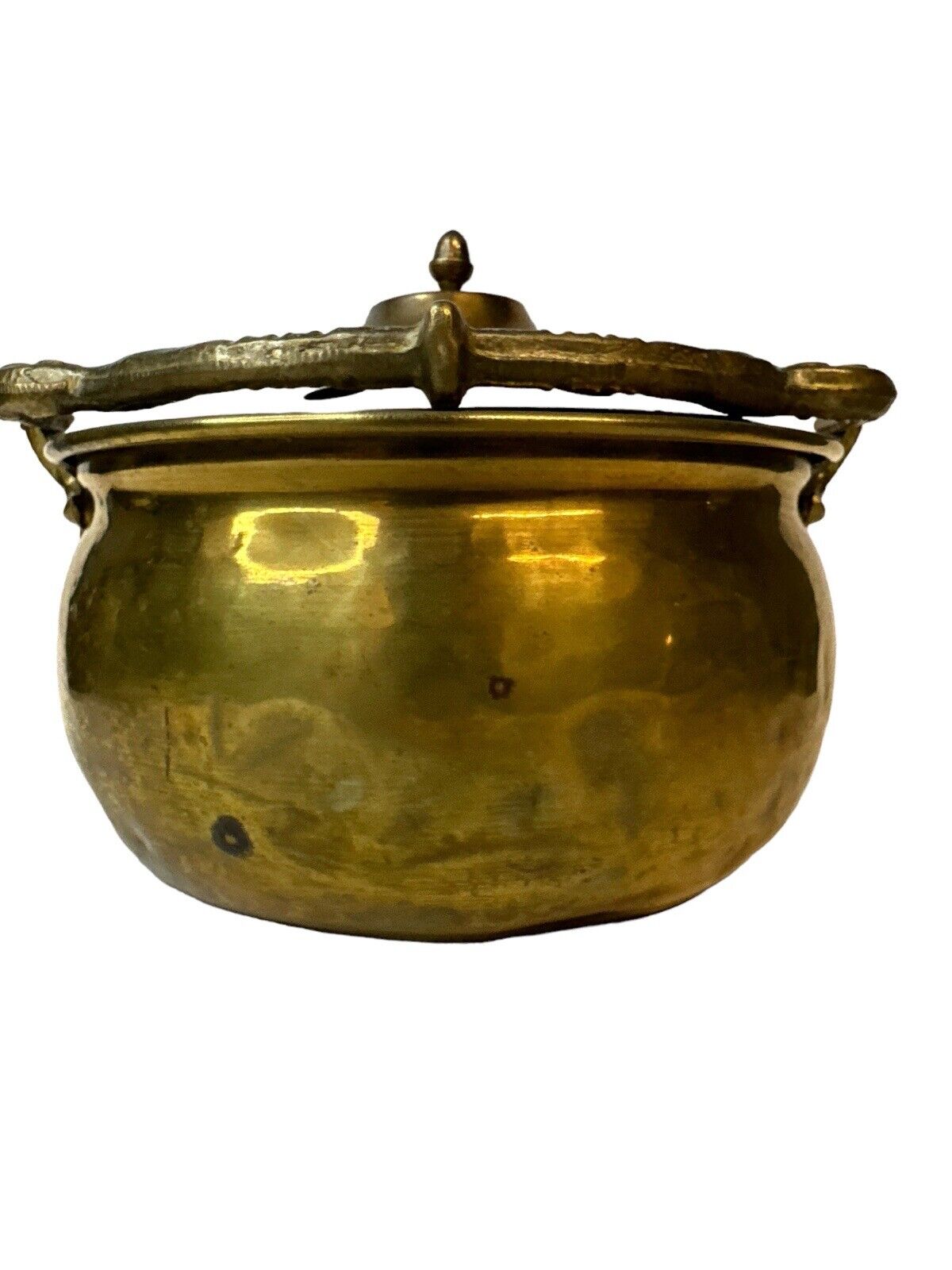 Vintage 1940’s Brass And Metal Incense pot Profumo Burner Ornate Handle 6” X 5”