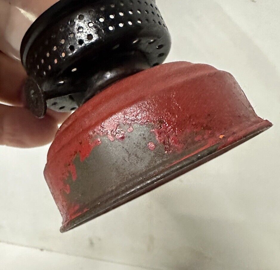 Antique 1910’s Small Skaters lamp Red With Original Globe Untested