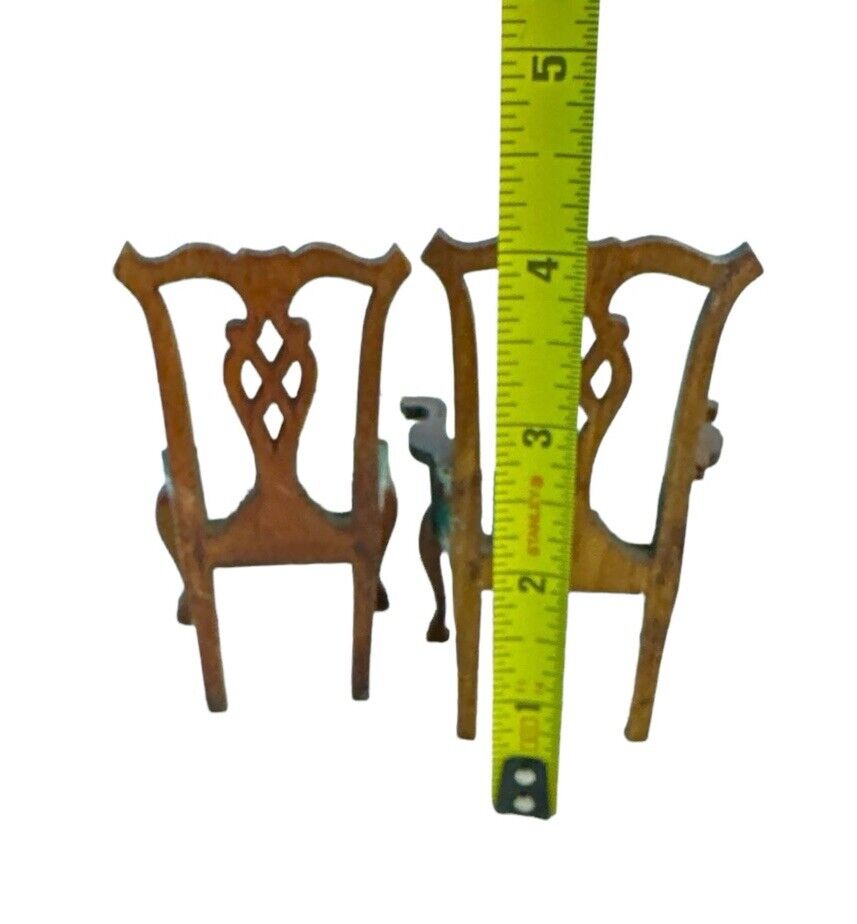2 Vintage TYNIETOY Chippendale Arm Chair 1:12 Dollhouse Miniature 1930’s