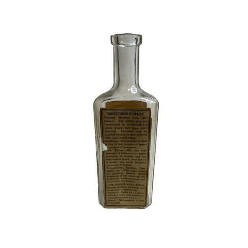 4 Vintage Apothecary Glass Bottles Vtg Antique Mixed Ages & Types Liniment L