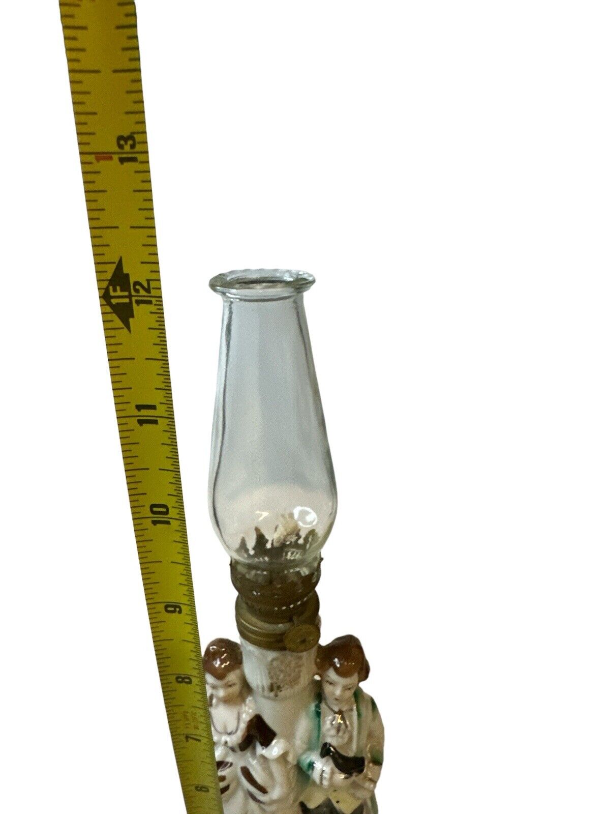 Vintage Oil Lamp Japan Nasco Del Coronado Porcelain Colonial Man Woman Victorian