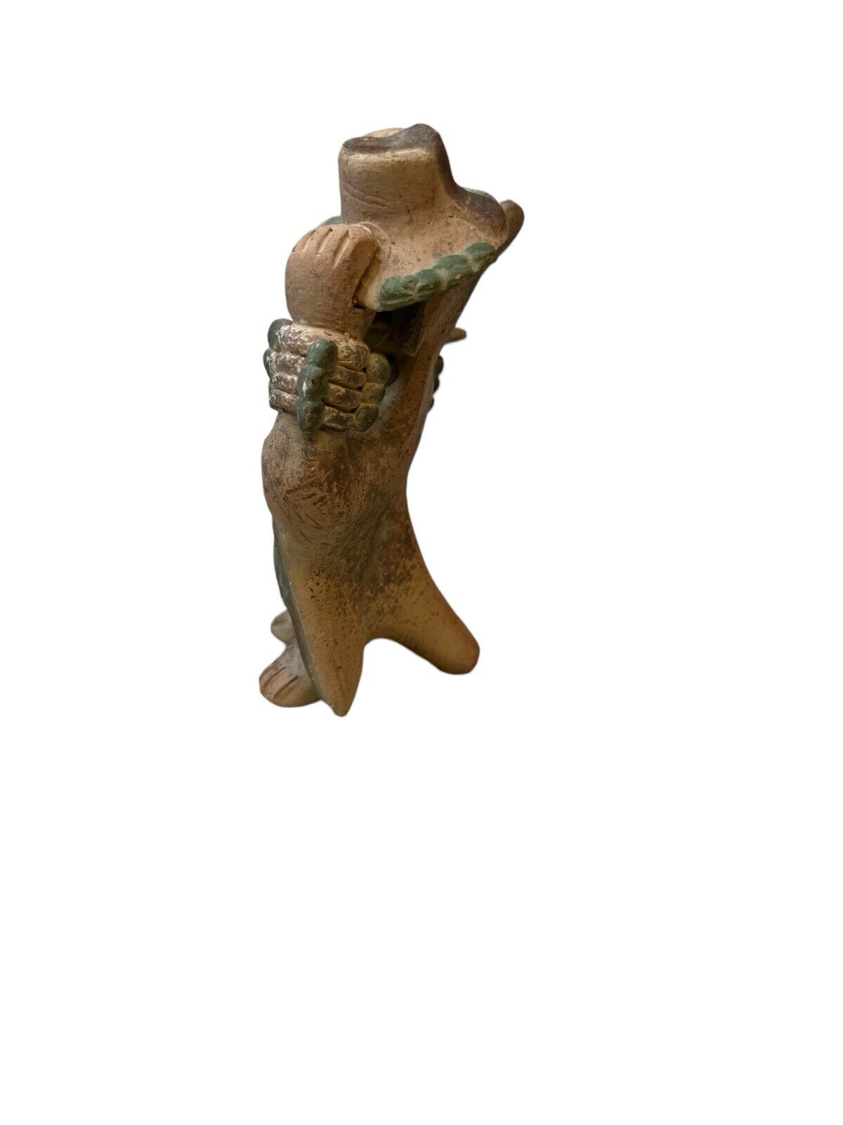 Primitive Style Hand Painted Peruvian Terracotta Clay Figure 6” X 5”