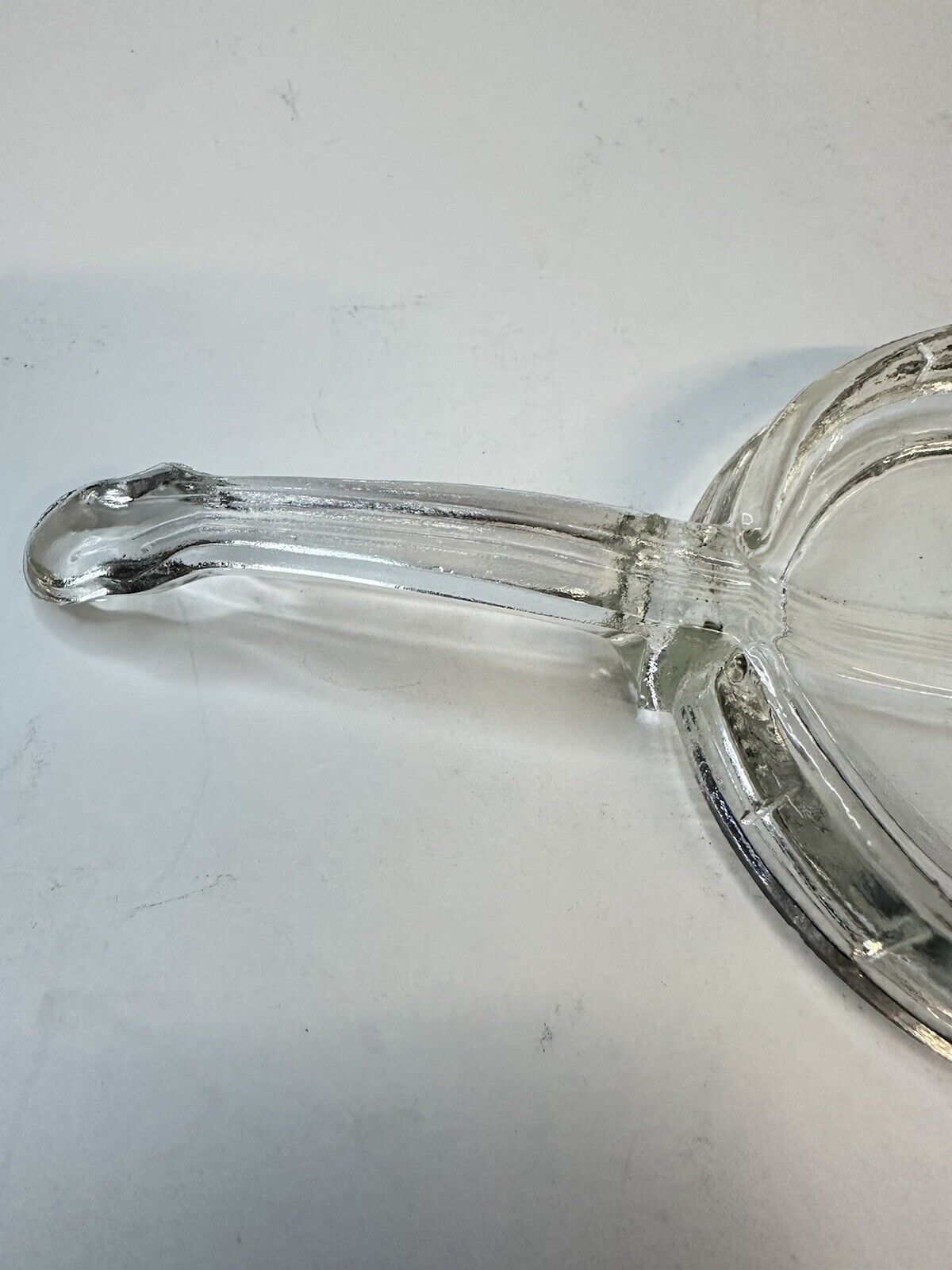 Vintage Crystal Thick Glass Banjo Ashtray 6” X 3” MCM Style