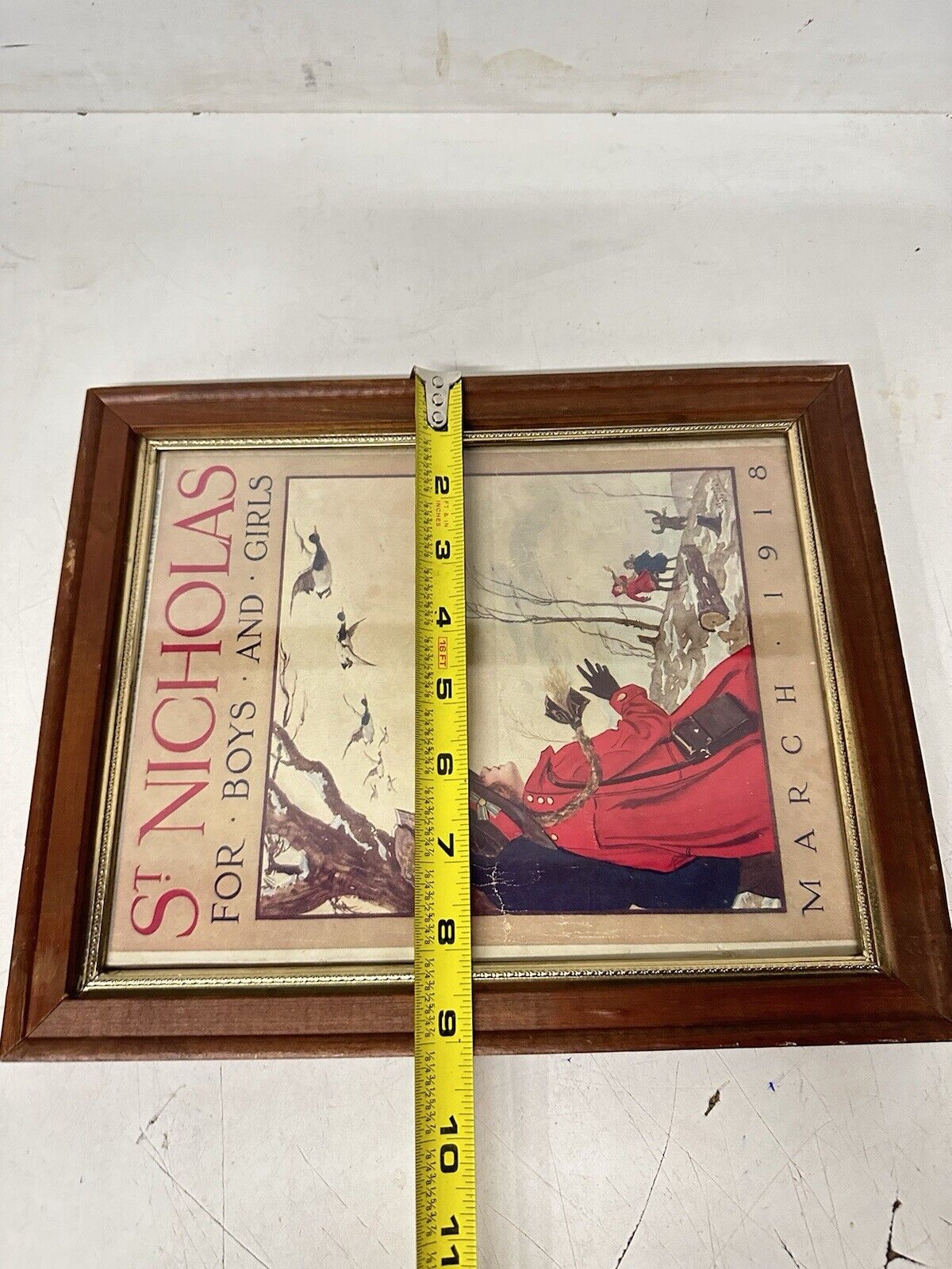 Antique March Original 1918 ST. Nicholas Magazine Cover Framed Norman Price Art