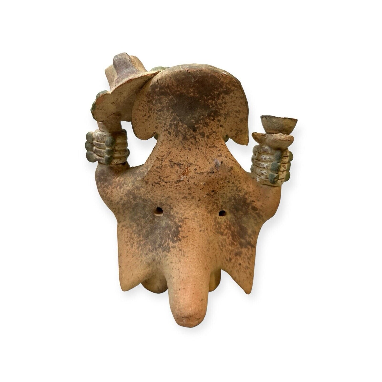 Primitive Style Hand Painted Peruvian Terracotta Clay Figure 6” X 5”