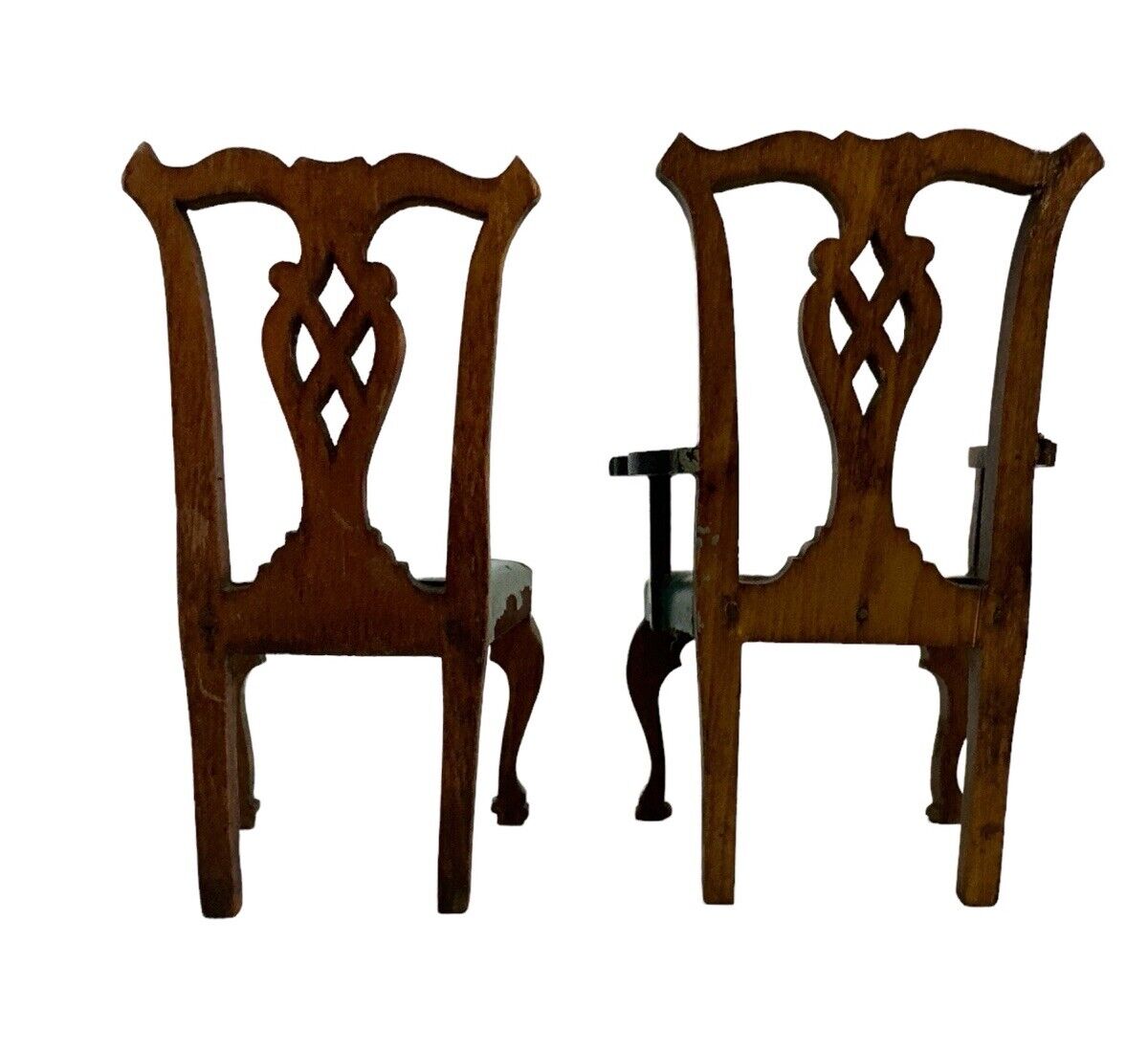 2 Vintage TYNIETOY Chippendale Arm Chair 1:12 Dollhouse Miniature 1930’s