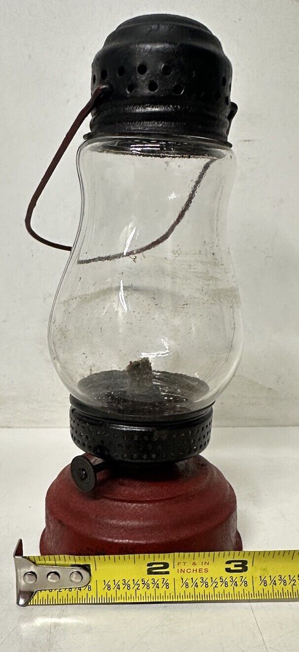 Antique 1910’s Small Skaters lamp Red With Original Globe Untested