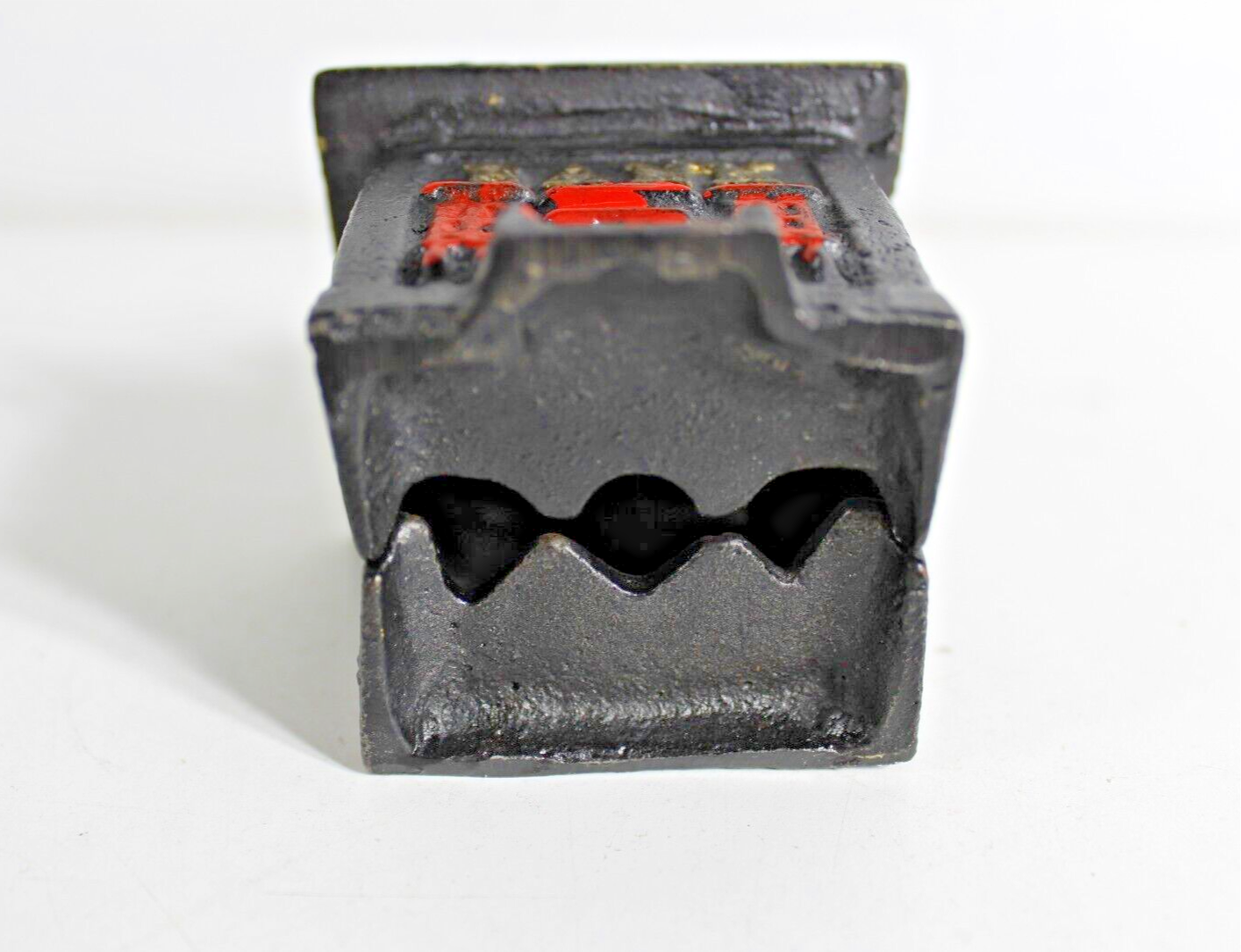 Antique Cast Iron Coin Bank Building School House Black & Red AC Williams