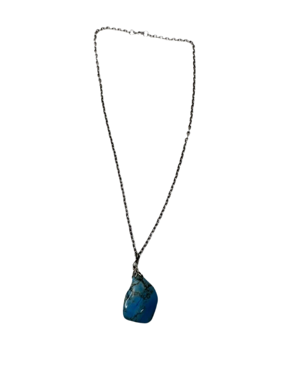 Southwest Large Turquoise Nugget on Chain Necklace Kingman Arizona Navajo