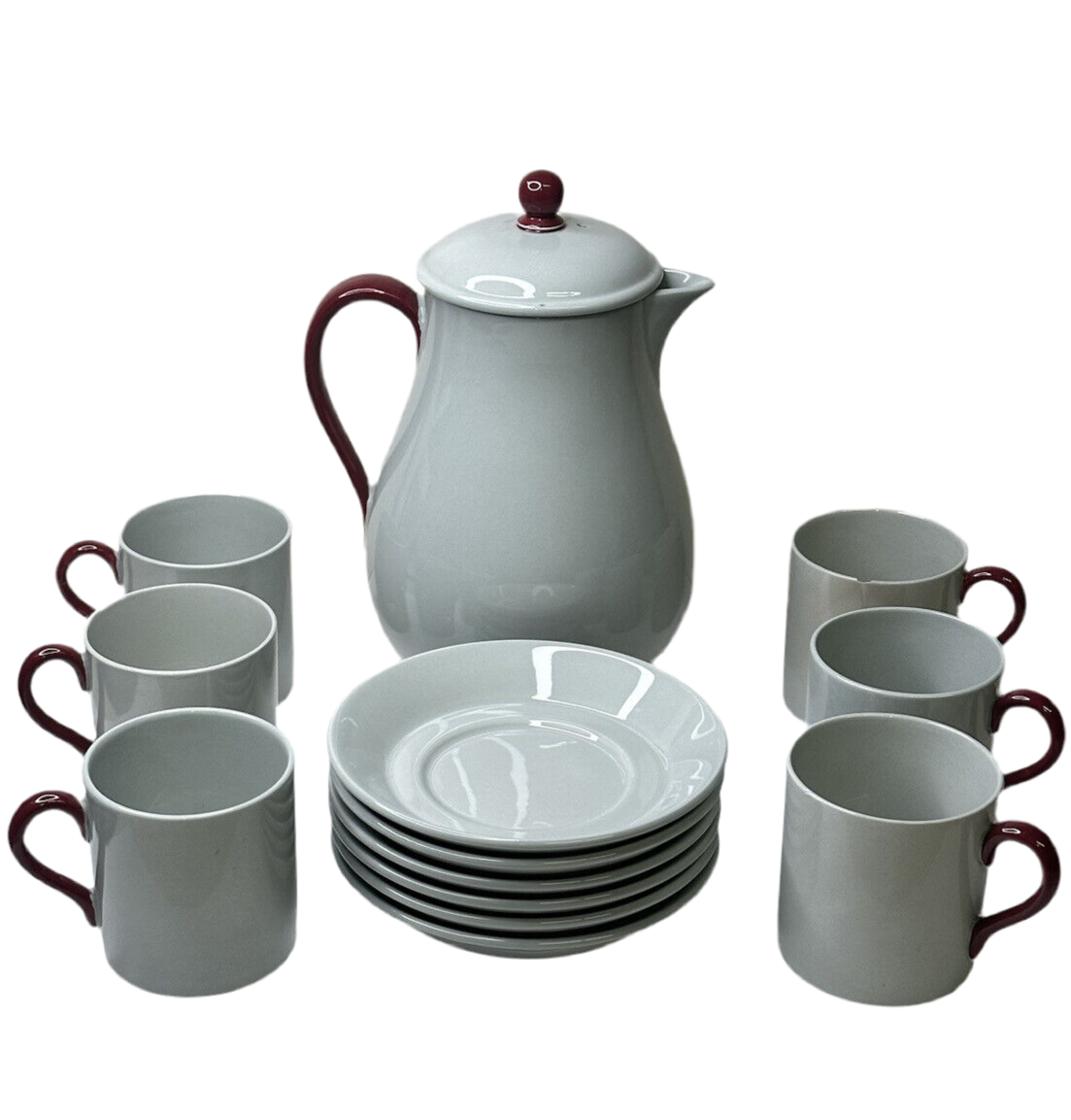 Wedgwood of Etruria & Barlaston Windsor Grey Coffee Espresso Tea Set & Pitcher 6