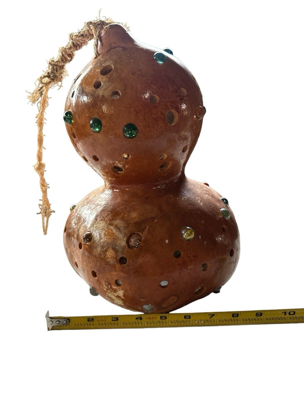 Vintage Mexican Decorative Hanging Double Ball Gourd Folk Art Light Reflecting