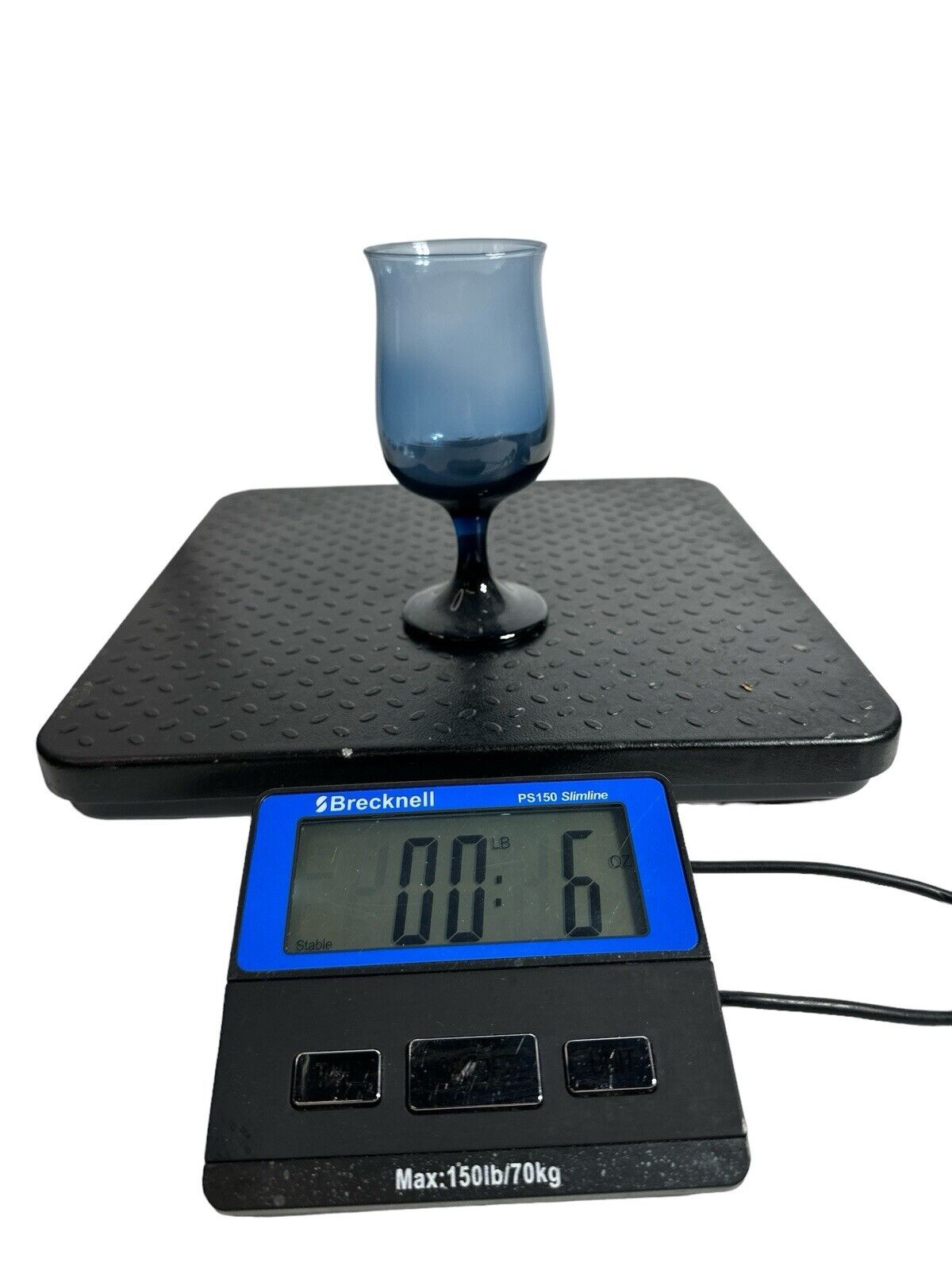 1970’s Libbey 8 oz Dusky Blue Indigo 5 5/8" Tulip Stemware Wine Glass Goblet