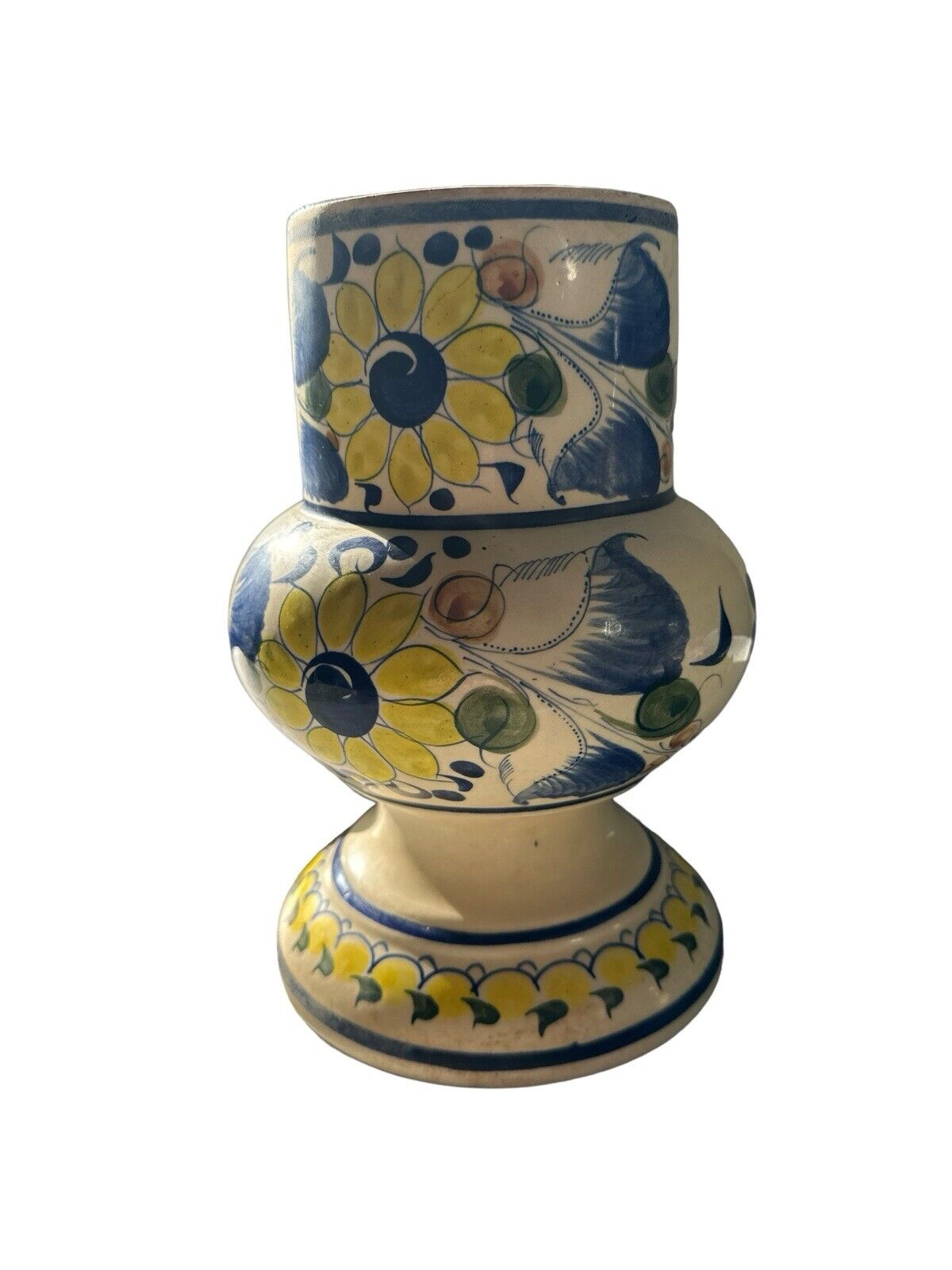 Authentic Handmade Mexican Talavera Pottery Hand Painted Ceramic Stoneware Vase
