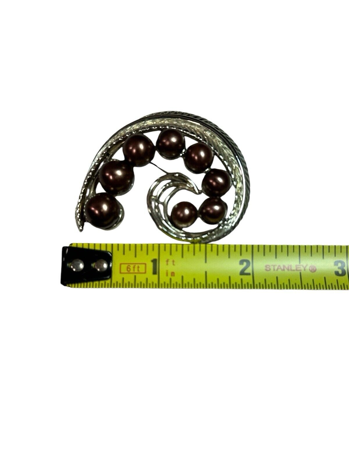 Vintage Signed Brooch STAR Gold Tone With Faux Brown Pearls Fall Colors