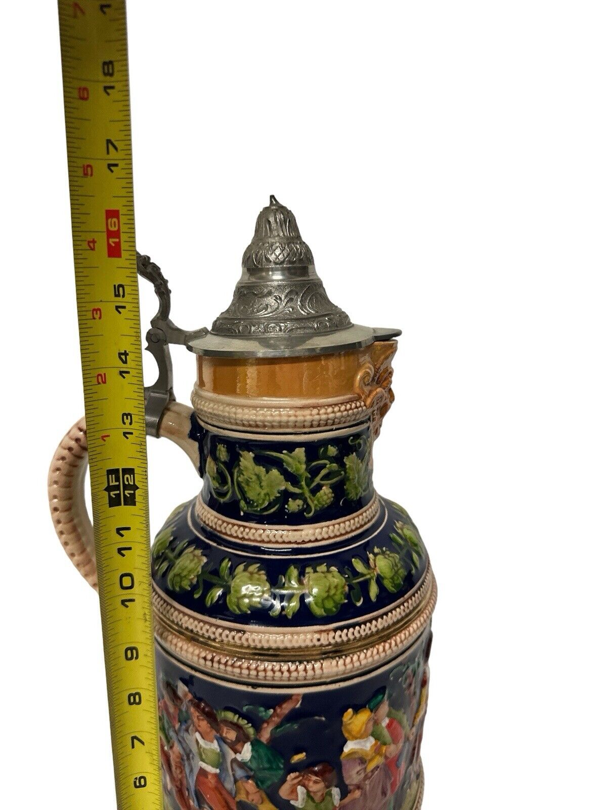 S. P. Gerz Stein W. Germany "Carousers" 3.0 L w/ pewter lid 16.5” Tall No. 403