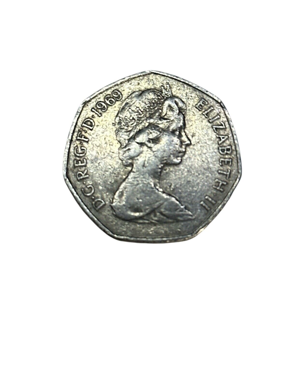 1969 United Kingdom Queen Elizabeth II 50 New Pence Coin