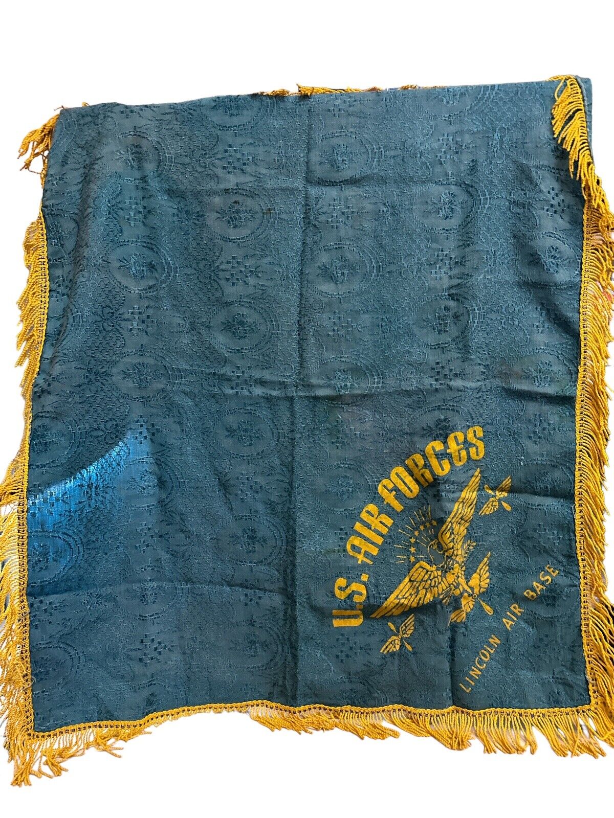 Vintage WWII U.S. Air Forces Ceremonial Tablecloth Blanket Lincoln Air Base