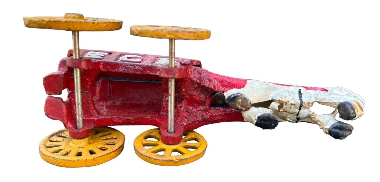 Vtg Old Cast Iron Collectible ICE Horse & Wagon 1950’s