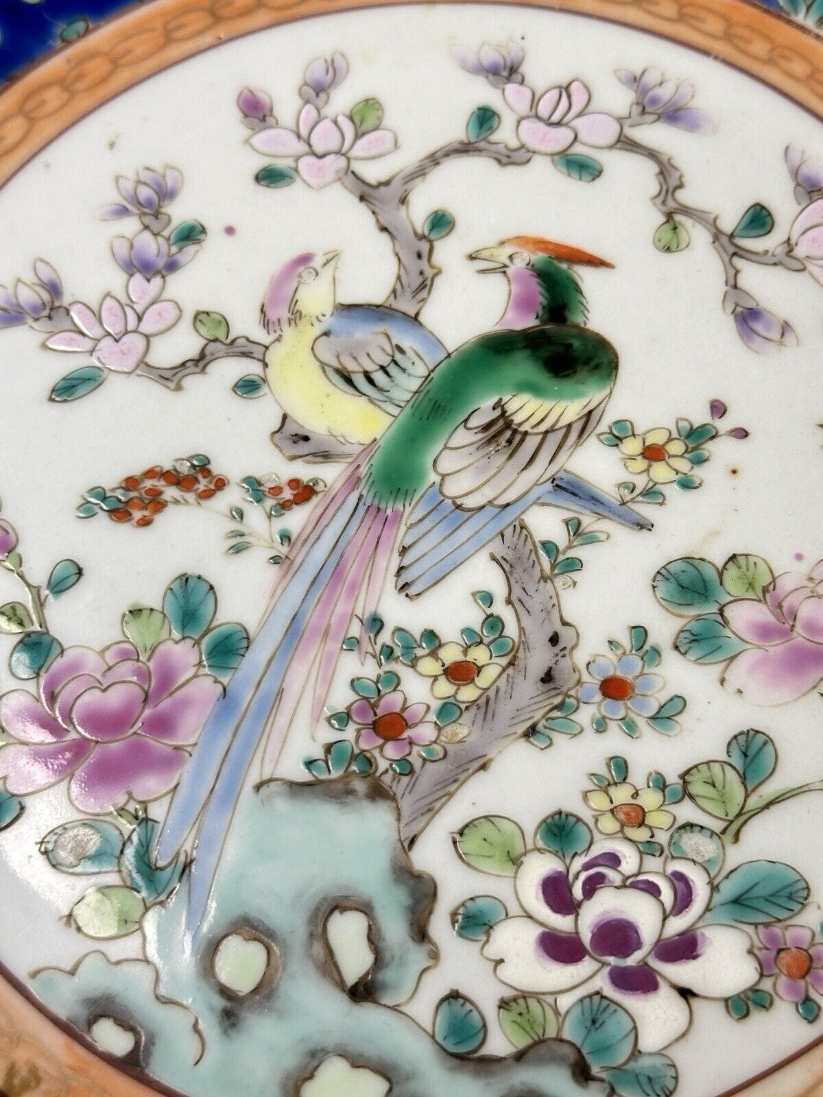 Antique Kutani Hand Painted & Signed Rare Pattern Nippon 8.5” Bird Flowers Plate