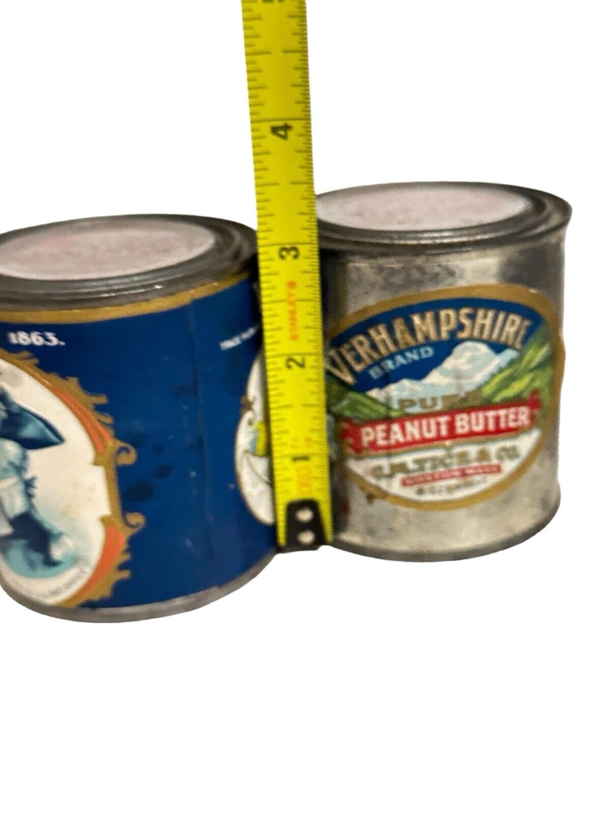 2 1920s Verhampshire brand & Wayne Small Tin Cans Cantique TM Antiques