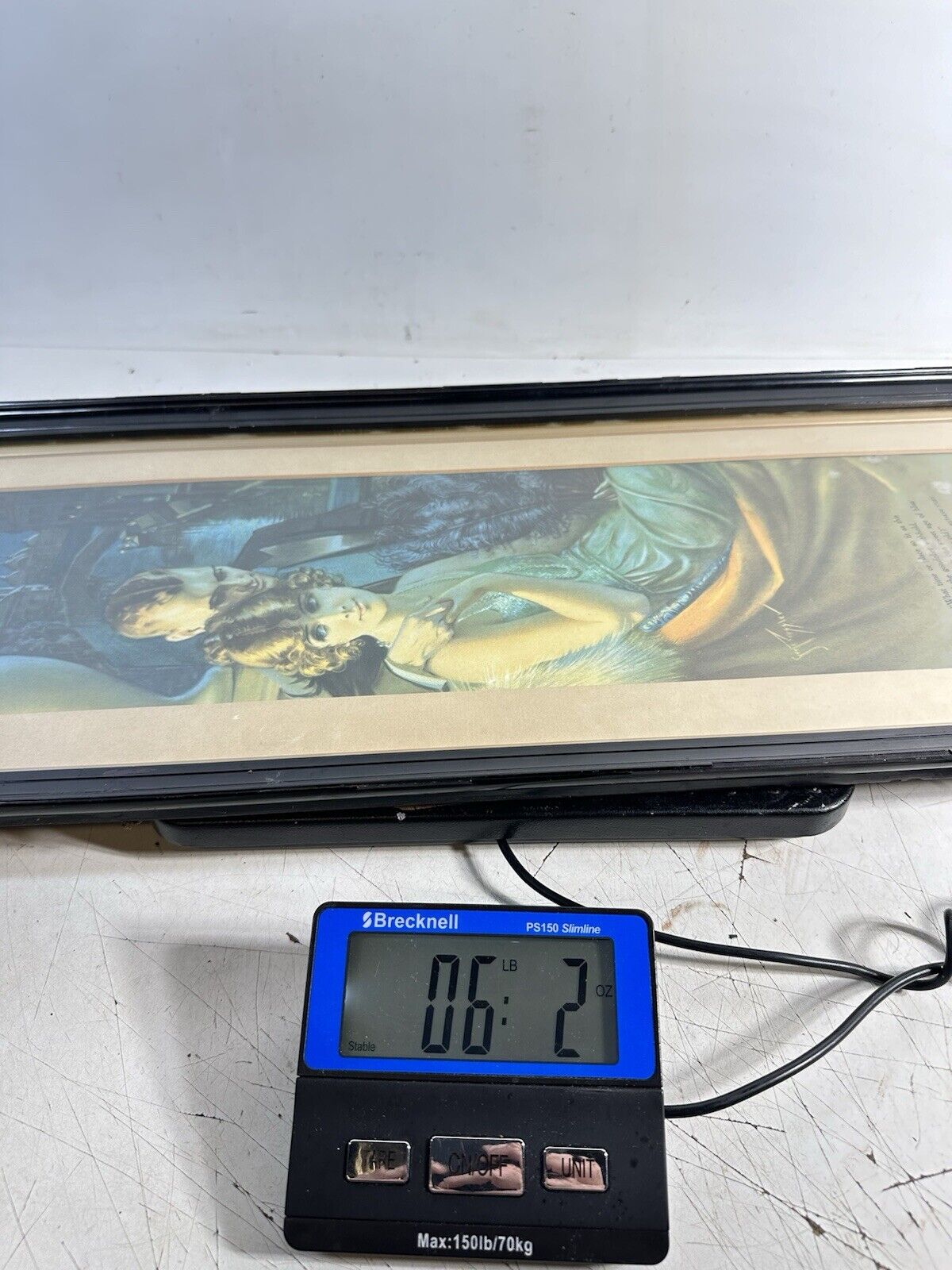 Antique Original Litho Framed Gene Pressler Honeymooning in Venice 30” X 12”