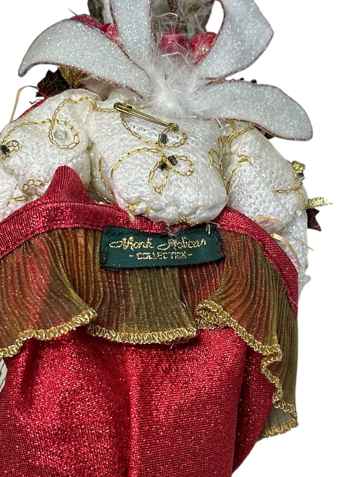 Rare Santa Claus Mark Roberts ornament Fairy in a hat mistle toe gift bag 12"