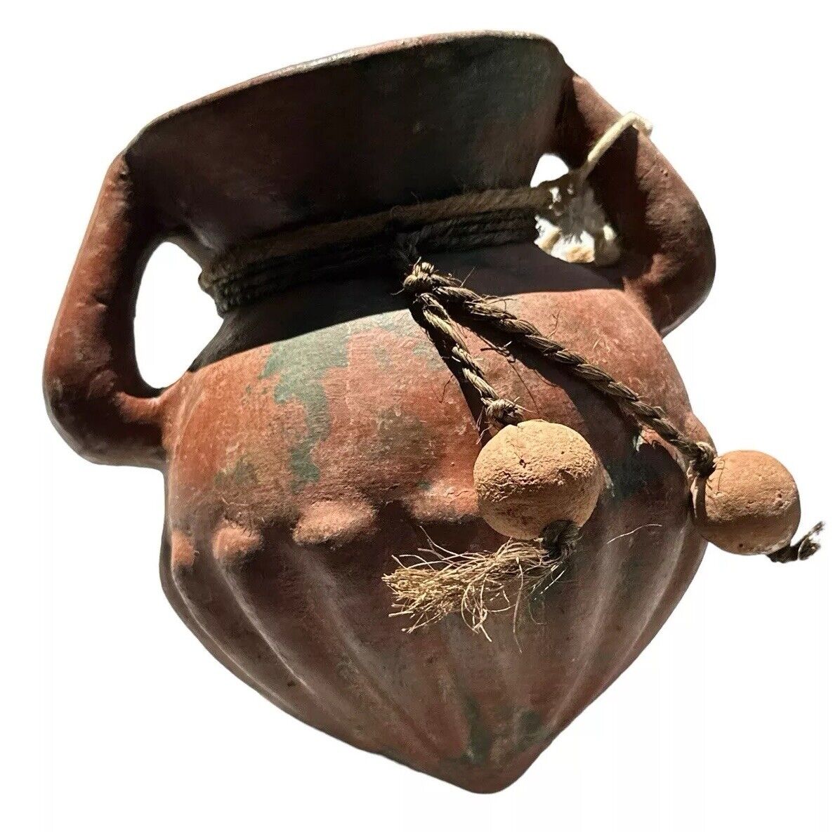 old Huasteca Region Clay hanging water Vessel made in mexico 9”x 8” Mid 1900’s